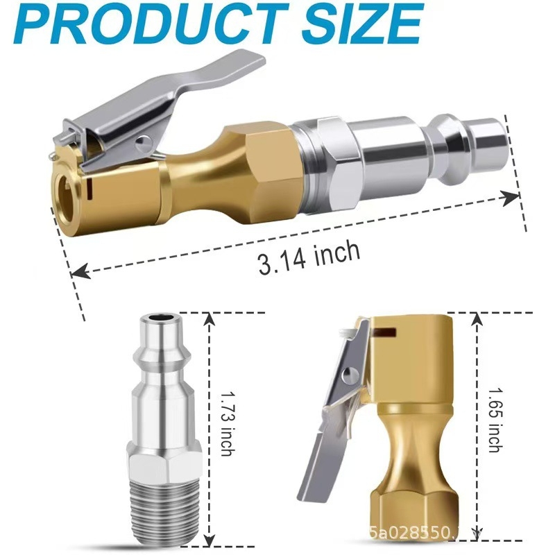 Duză de umflat pneuri cu conector PM20 masculin, din cupru, dinți interni