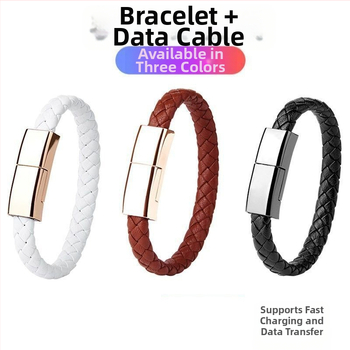 Гривна‑кабел за данни с три интерфейса: Type-C, Lightning и Micro USB; бързо зареждане до 60W; материал: плетена конструкция