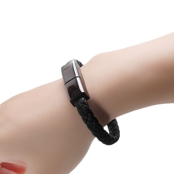 Гривна‑кабел за данни с три интерфейса: Type-C, Lightning и Micro USB; бързо зареждане до 60W; материал: плетена конструкция