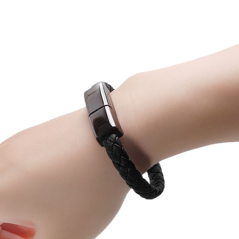 Pleteni PU kožni narukvica kabel za podatke s Type-C, Micro USB i Lightning konektorima — USB kabel za punjenje, do 60W