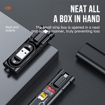 RedSimba 60W бързо зареждане, многофункционален 6-in-1 кабел за данни със Lightning, Micro USB и USB-C, ABS корпус