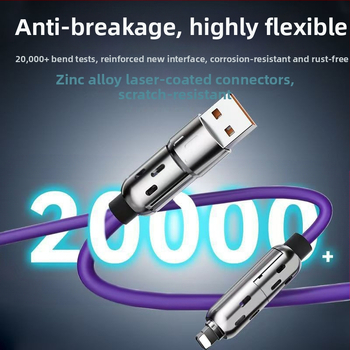 4-u-1 kabel za brzo punjenje i prijenos podataka sa Lightning i Type-C, 65W max, cinkovo legura, indikator svjetla