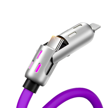 4-u-1 kabel za brzo punjenje i prijenos podataka sa Lightning i Type-C, 65W max, cinkovo legura, indikator svjetla