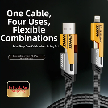 4-u-1 USB-C kabel za podatke u mecha stilu s sigurnim brzim punjenjem za Apple, Huawei i Android uređaje