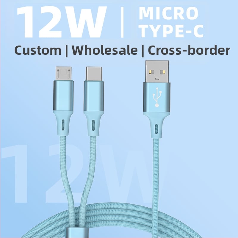 2-u-1 USB-C i Micro USB kabel, najlonski opleteni kabel, brzo punjenje 18W, automatsko isključivanje napajanja