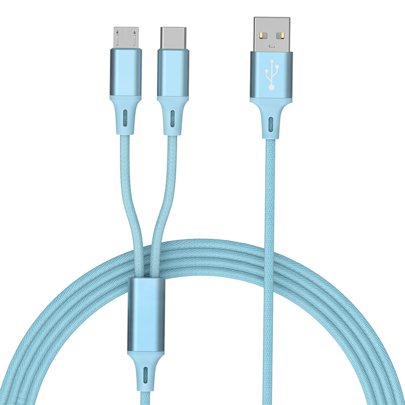 2-в-1 USB-C и Micro USB кабел, плетен найлон, бързо зареждане 18W, автоматично изключване