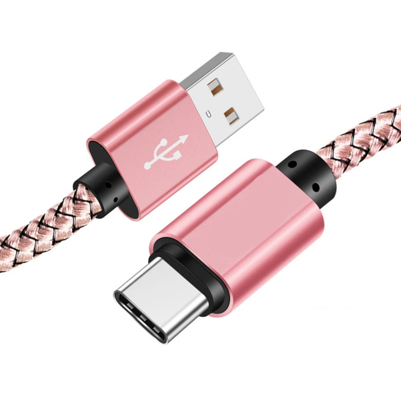 Плетен нейлонов кабел за зареждане и пренос на данни, Micro USB и USB-C, 3A бързо зареждане, алуминиеви сплавни конектори, съвместим с Apple, Xiaomi и Huawei
