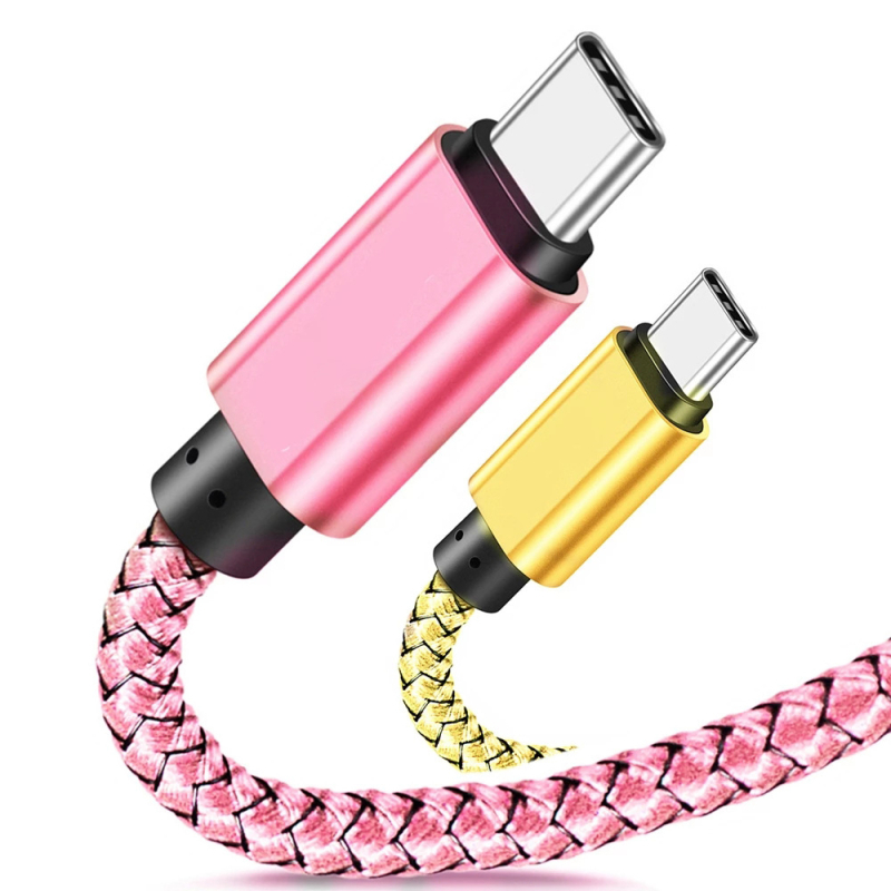 Плетен нейлонов кабел за зареждане и пренос на данни, Micro USB и USB-C, 3A бързо зареждане, алуминиеви сплавни конектори, съвместим с Apple, Xiaomi и Huawei