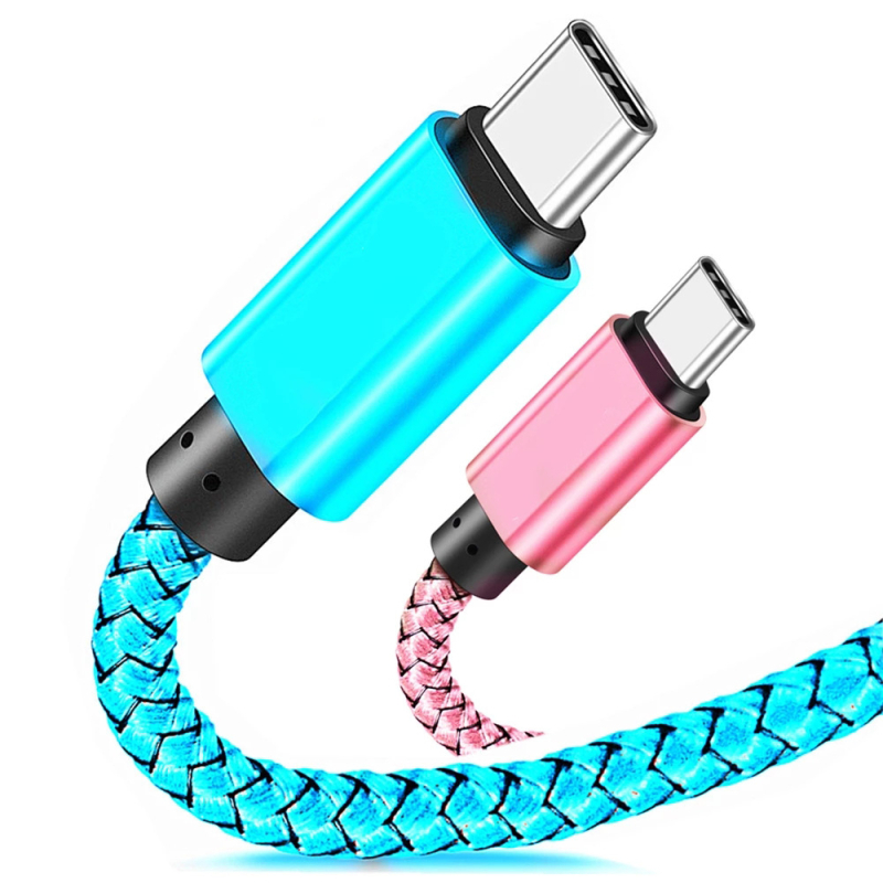 Плетен нейлонов кабел за зареждане и пренос на данни, Micro USB и USB-C, 3A бързо зареждане, алуминиеви сплавни конектори, съвместим с Apple, Xiaomi и Huawei