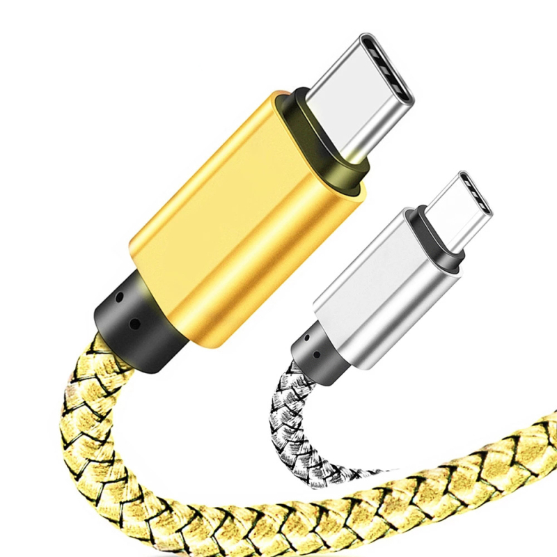 Плетен нейлонов кабел за зареждане и пренос на данни, Micro USB и USB-C, 3A бързо зареждане, алуминиеви сплавни конектори, съвместим с Apple, Xiaomi и Huawei