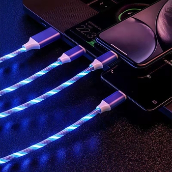 3-u-1 LED punjački kabel sa prekidačem (Lightning, Micro USB, USB-C) - 66W PVC
