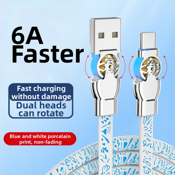 Type-C kabel za brzo punjenje podataka, s 3-u-1 sučeljima, okretni lakat, pleteni kabel, duljina 1–2 m