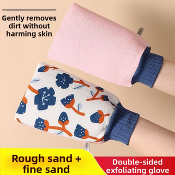 Διπλής όψης απολεπιστική γάντα-πετσέτα μπάνιου με τραχύτερη και λεπτότερη υφή, unisex, υλικό ρεϊόν, γενική χρήση, χωρίς παραμετροποίηση