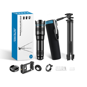 APEXEL APL-36XCR50 Mobilus teleobjektyvas telefonui, visiškai metalinis korpusas, išorinis stovas