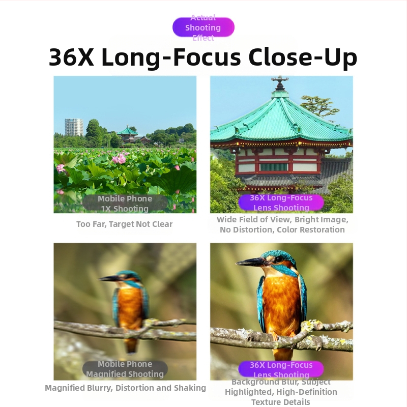 APEXEL APL-36XCR50 Мобилен телеобектив за телефон с цял метален корпус и външен трипод