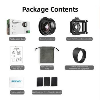 APEXEL APL-ZM100 mobiliojo telefono makro zoom objektyvas, aukštos raiškos makro objektyvas vabzdžiams, gėlėms ir juvelyrikai fotografuoti