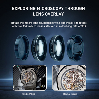 Φακός για κινητό τηλέφωνο με 15× μακρο για ομορφιά φωτογραφίες, μεγεθυντικός φακός, OEM μάρκα
