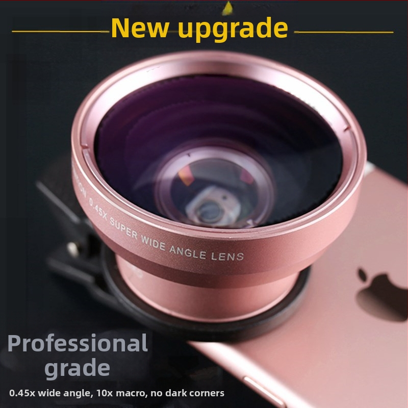 Išmaniojo telefono objektyvas – dviejų vienoje: plataus kampo ir makro, 0.45x didinimas, 37 mm sriegis, universalus klipsas