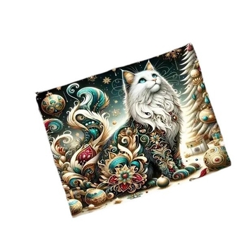 Τσαντάκι καλλυντικών για ταξίδι – Καμβάς με μποέμ σχέδιο γάτας και διαμαντιού, αναπνεύσιμο, unisex, στυλ δρόμου, καθημερινός οργανωτής