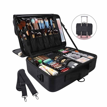 Μεγάλη χωρητικότητα ταξιδιωτική θήκη καλλυντικών, επαγγελματικό κουτί καλλυντικών, θήκη αποθήκευσης πινέλων, αδιάβροχη, πολυεστέρας, στυλ αστικής απλότητας