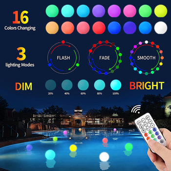 LED gömb alakú lámpa 3D Hold effektussal medencékhez és kültérre, szabályozható fényerő, IP68, modell FY-003-2