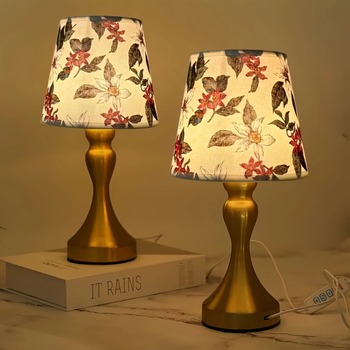 H301 Μοντέρνο επιτραπέζιο φωτιστικό με μεταλλική βάση, υφασμάτινο σκιάδιο, USB θύρα, ρύθμιση σε τρία χρώματα, νυχτερινό/ανάγνωση/ατμοσφαιρικό φως