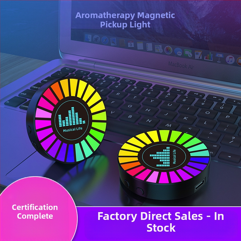 Автомобилен ароматизатор с LED амбиентно осветление, магнитно закрепване и осветяване с музикален ритъм