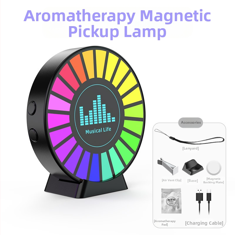 Автомобилен ароматизатор с LED амбиентно осветление, магнитно закрепване и осветяване с музикален ритъм