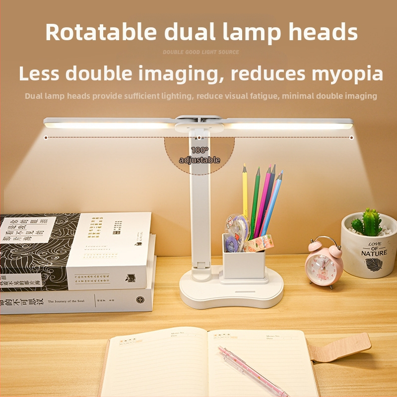 Двоуделна LED настолна лампа с USB зареждане, сгъваема за четене, гласово управление, вградена литиева батерия