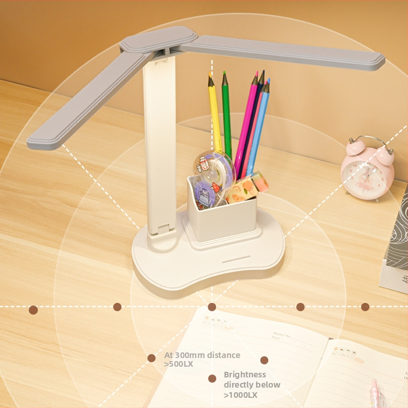 Двоуделна LED настолна лампа с USB зареждане, сгъваема за четене, гласово управление, вградена литиева батерия