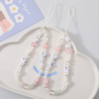 Jumping Bear мобилна каишка за телефон с мъниста - PVC въже, пластмасово копче, персонализируем аксесоар, антизагубващ