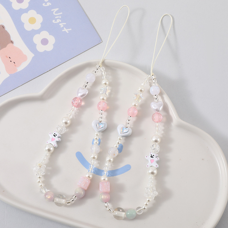 Jumping Bear Lanyard pentru telefon cu mărgele - sfoară PVC, cataramă din plastic, personalizabil, Anti-Lost