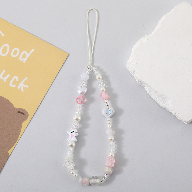 Jumping Bear Lanyard pentru telefon cu mărgele - sfoară PVC, cataramă din plastic, personalizabil, Anti-Lost