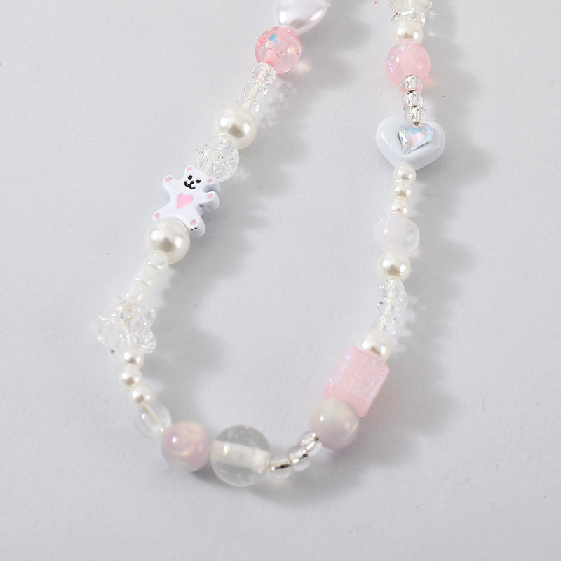 Jumping Bear Lanyard pentru telefon cu mărgele - sfoară PVC, cataramă din plastic, personalizabil, Anti-Lost