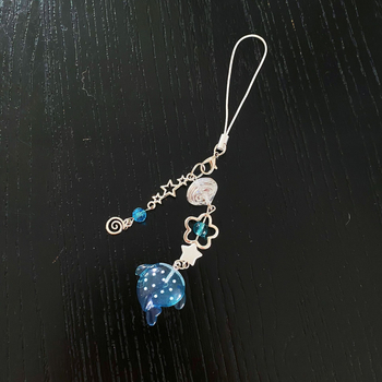 Κρεμαστό κινητού από χάντρες σε σχήμα καρχαρία, χειροποίητο, Insta-στυλ, μοτίβο θαλάσσιων οργανισμών, υλικό πλαστικό/ρητίνη