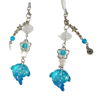 Κρεμαστό κινητού από χάντρες σε σχήμα καρχαρία, χειροποίητο, Insta-στυλ, μοτίβο θαλάσσιων οργανισμών, υλικό πλαστικό/ρητίνη