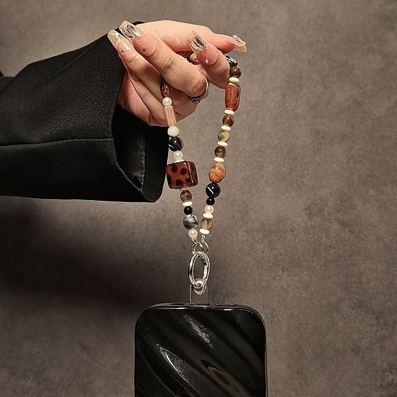 Unisex najlonski lanyard za telefon s keramičkim geometrijskim privjeskom, ručno izrađeno s perlicama