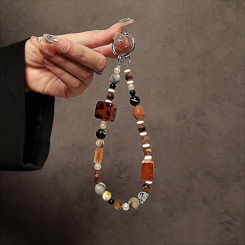 Unisex najlonski lanyard za telefon s keramičkim geometrijskim privjeskom, ručno izrađeno s perlicama