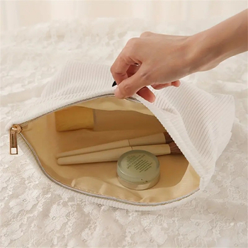 Cosmetic bag Corduroy με φερμουάρ, επεκτάσιμο, μεγάλη χωρητικότητα, εκτύπωση γάτας, πολυεστερική επένδυση, unisex, για οικιακή αποθήκευση