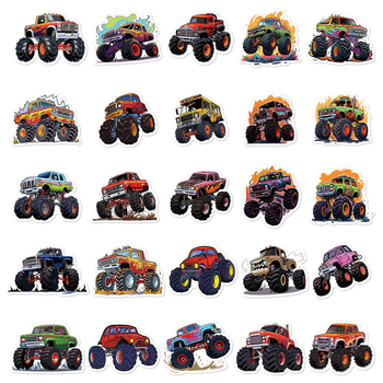 Стикери: 50 карикатурни дизайни monster truck за лаптопи и багаж, водоустойчиви, DIY декоративни, самозалепващи