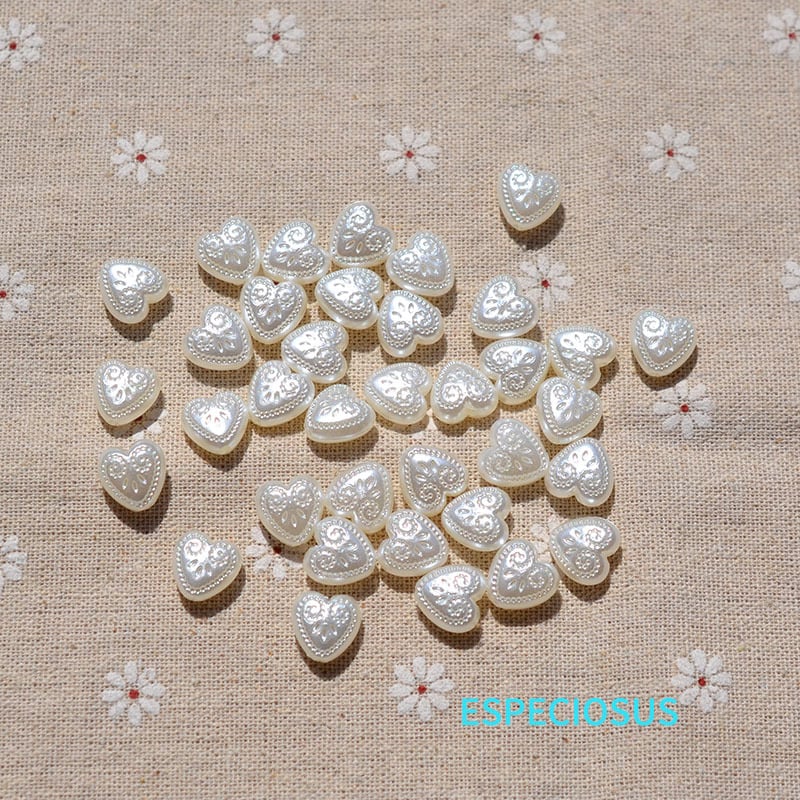11 mm Off-White ABS Urezbane Srcolike Perle – Labave Perle za DIY Nakit, Srcolike Razdvojne Perle za Ogrlicu