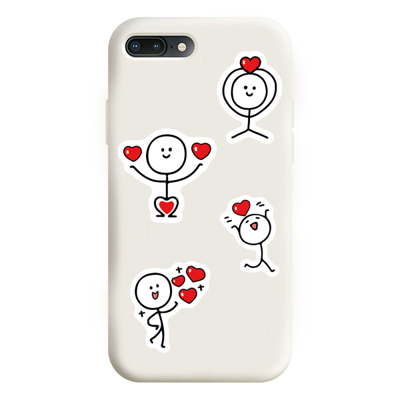 Autocolante PVC autoadezive cu cuplu stickman – 50 bucăți – Painted Crow – Stil drăguț – Printing