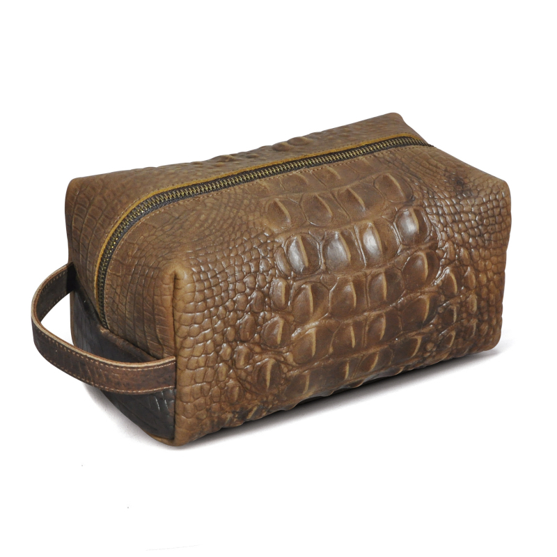 X002 Geantă de toaletă pentru călătorii din piele de vițel, prim strat, unisex, capacitate sub 20 L, căptușeală poliester-cotton