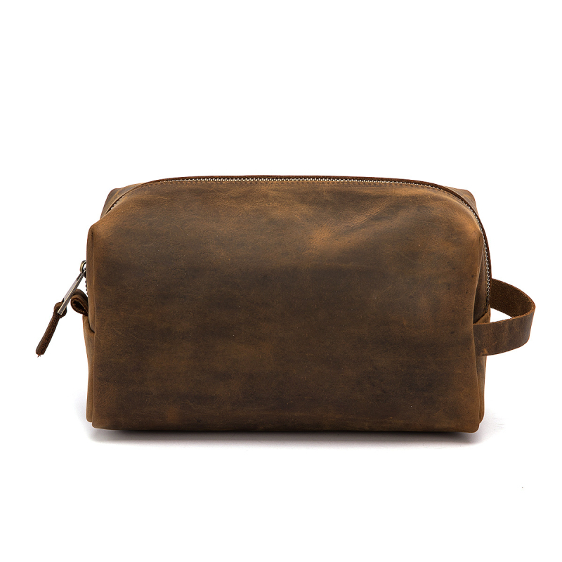 X002 Geantă de toaletă pentru călătorii din piele de vițel, prim strat, unisex, capacitate sub 20 L, căptușeală poliester-cotton