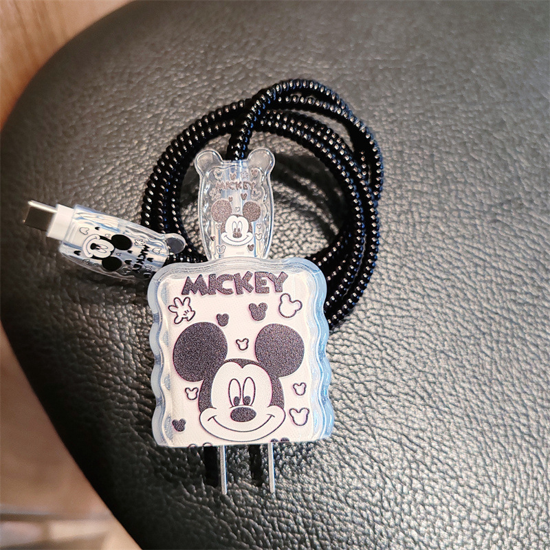 Duomenų kabelio apsauginis dangtelis Apple 20W įkrovimo laidui — karikatūrinis dizainas, pusiau minkšta derva