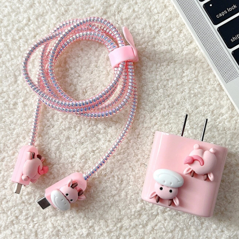 Rajzolt tehén fej TPU védőburkolat Apple adatkábelhez, modell A06