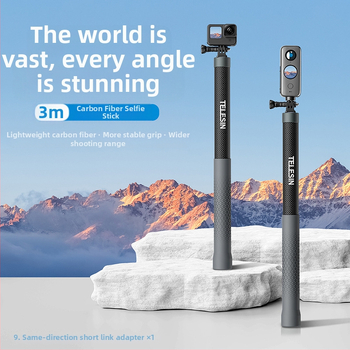 Selfie μπαστούνι από ανθρακονήματα 3 μ., τρίποδο/κλίση, μοντέλο GP-MNP-002, ικανότητα φόρτωσης 2–5 kg