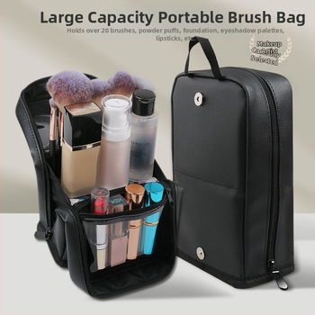Φορητό κάθετα σχεδιασμένο σετ πινέλων μακιγιάζ σε θήκη αποθήκευσης, 20 πινέλα, λαβή από πλαστικό, μήκος τρίχας 0.1, συσκευασία: τσάντα, επαγγελματικά εργαλεία για σκιά ματιών και πούδρα