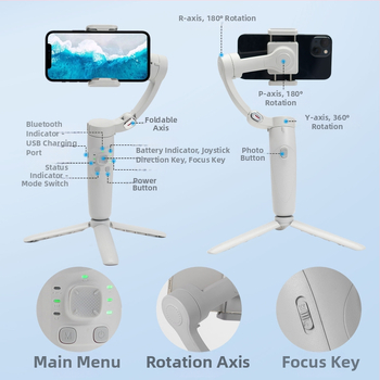 XYXD F5 trīsass stabilizators telefonam ar Bluetooth, alumīnija sakausējums, tālvadības pults