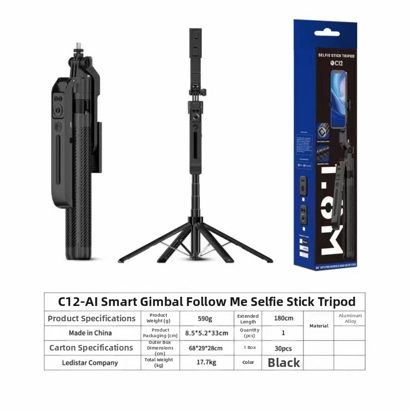 Gimbal su AI veido sekimu, 360° pan-tiltas, vibracijų slopinimas, Bluetooth ir nuotolinis valdymas